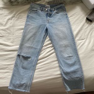 Zara High Waisted Straight Leg Jeans